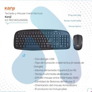 Teclado y mouse inalambrico kanji